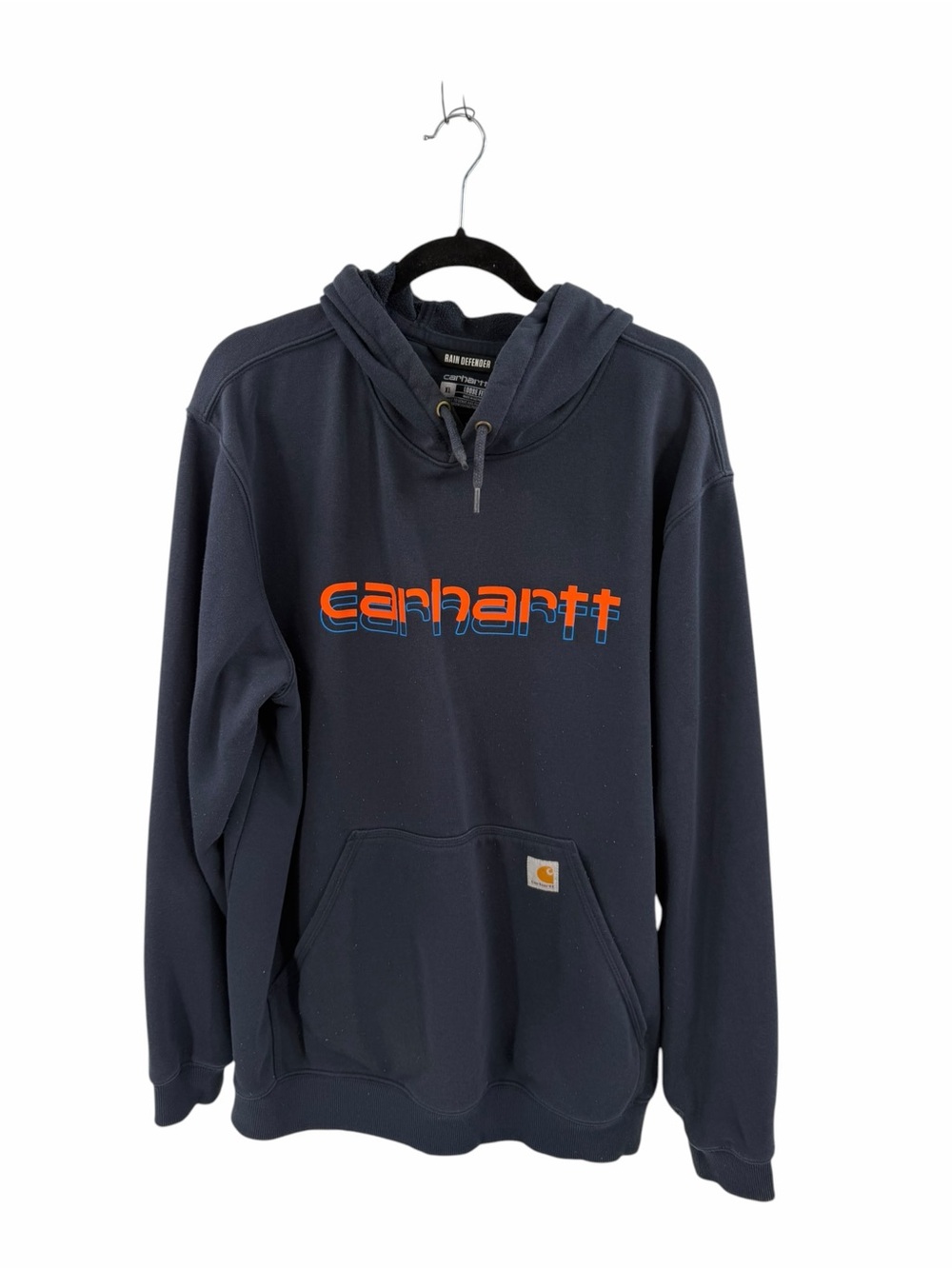 Carhartt Loose fit Rain defender navy blue hooded sweatshirt XL